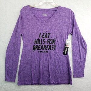 Head Shirt Womens Small V Neck Purple Long Sleeve Athletic Graphic Print